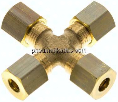 Kreuz-Klemmringverschraubung 6 (M10x1)mm, Messing