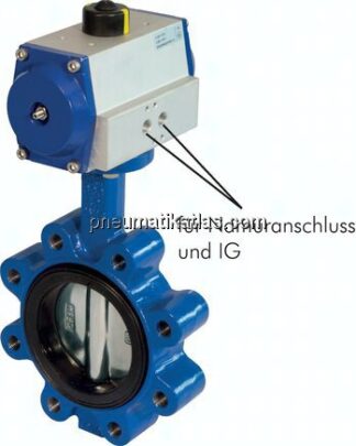 Pneum. Klappe DN200-PN10 (DIN/EN) GGG40/Edelstahl/EPDM