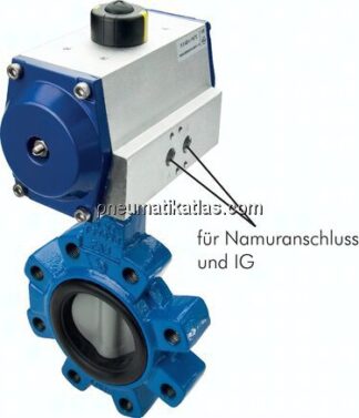 Pneum. Klappe 5"-150 lbs (ANSI B 16.5) GGG40/GGG40 epoxidbeschichtet/EPDM