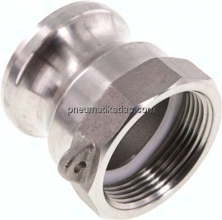 DIN/EN-Kamlock-Stecker (A/AF) G 1-1/2"(IG), Edelstahl (1.4408)
