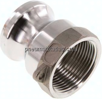 Kamlock-Stecker (A) Rp 1-1/4"(IG), Edelstahl (1.4408)