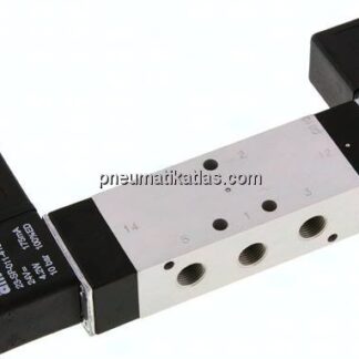 5/3-Wege Magnetventil, G 1/8", Mittelstellung geschlossen, 230 V AC, Standard