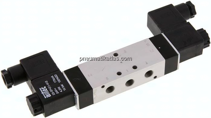 5/3-Wege Magnetventil, G 1/8", Mittelstellung entlüftet, 115 V AC, Standard