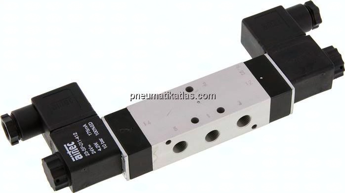 5/3-Wege Magnetventil, G 1/8", Mittelstellung entlüftet, 24 V DC, Standard