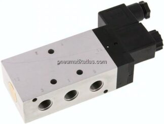 5/2-Wege Magnetventil, G 1/4", Luftfeder, 12 V DC, Standard