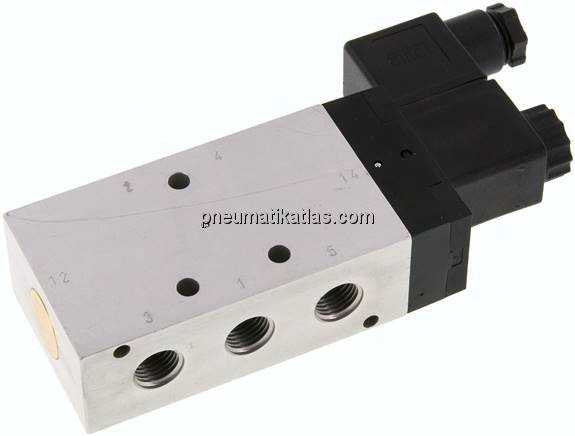 5/2-Wege Magnetventil, G 1/4", Luftfeder, 24 V DC, Standard
