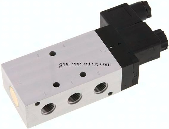 5/2-Wege Magnetventil, G 1/4", Feder, 115 V AC, Standard