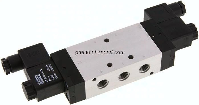5/3-Wege Magnetventil, G 1/4", Mittelstellung entlüftet, 115 V AC, Standard