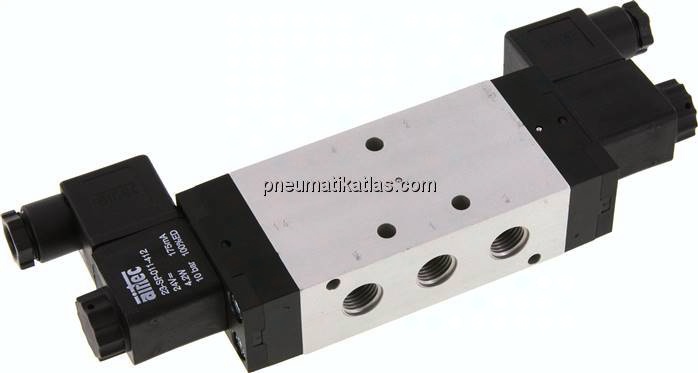 5/3-Wege Magnetventil, G 1/4", Mittelstellung entlüftet, 24 V DC, Standard