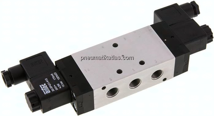 5/3-Wege Magnetventil, G 1/4", Mittelstellung belüftet, 12 V DC, Standard