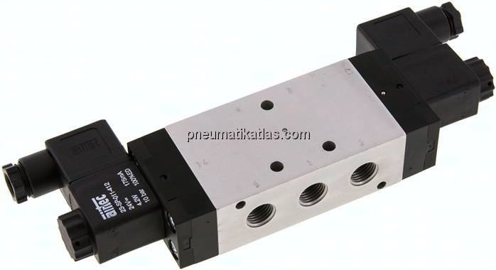 5/3-Wege Magnetventil, G 1/4", Mittelstellung belüftet, 230 V AC, Standard