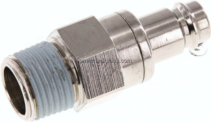 Kupplungsstecker (NW10) R 1/2"(AG), Messing vernickelt