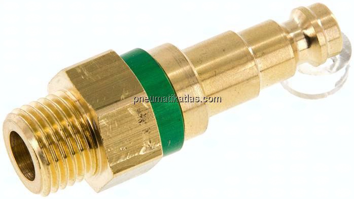 Kupplungsstecker (NW5) G 1/4"(AG), grün, Kreis Ø 10,5 mm