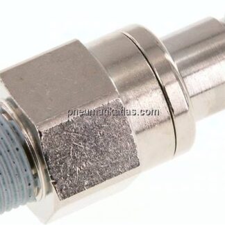 Kupplungsstecker (NW10) R 3/8"(AG), Messing vernickelt