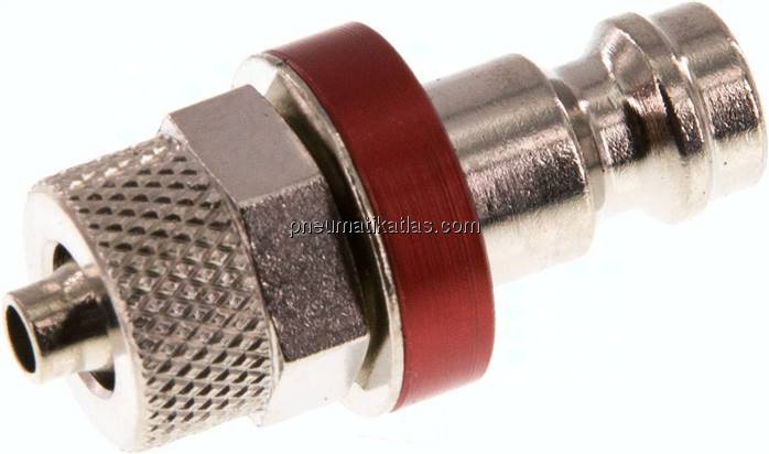 Kupplungsstecker (NW5) 6x4mm Schlauch, Messing vernickelt