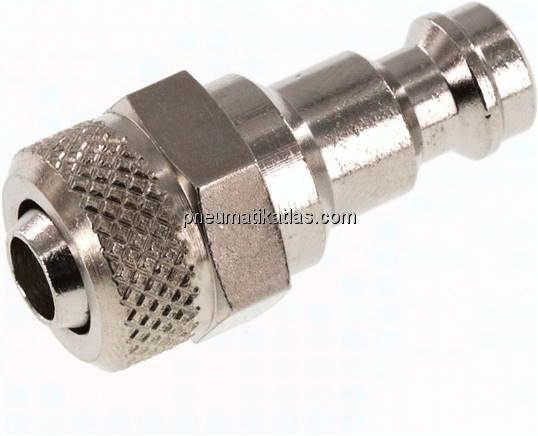Kupplungsstecker (NW5) 8x6mm Schlauch, Messing vernickelt