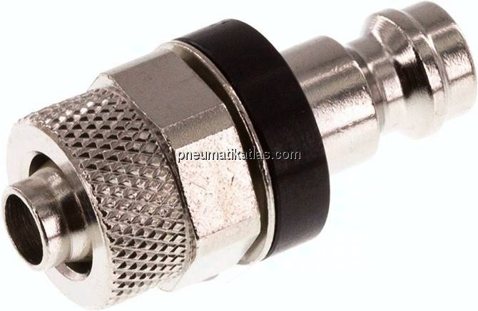 Kupplungsstecker (NW5) 8x6mm Schlauch, Messing vernickelt