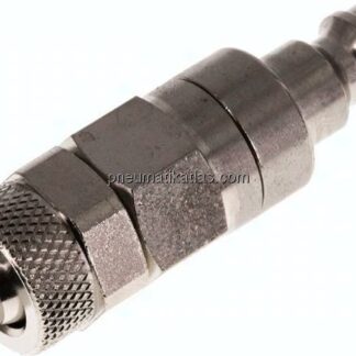 Kupplungsstecker (NW5) 8x6mm Schlauch, Messing vernickelt