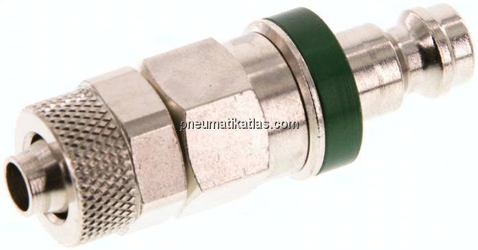 Kupplungsstecker (NW5) 8x6mm Schlauch, Messing vernickelt
