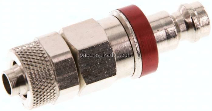 Kupplungsstecker (NW5) 8x6mm Schlauch, Messing vernickelt