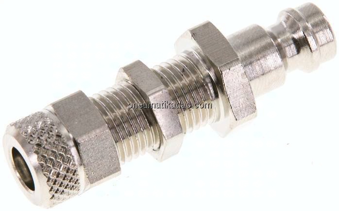 Schott-Kupplungsstecker (NW5) 6x4mm Schlauch, Messing vernickelt