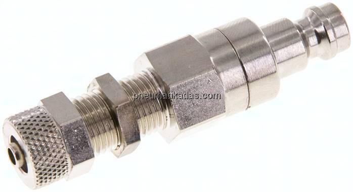Schott-Kupplungsstecker (NW5) 6x4mm Schlauch, Messing vernickelt