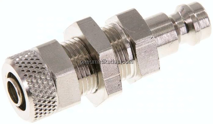 Schott-Kupplungsstecker (NW5) 8x6mm Schlauch, Messing vernickelt