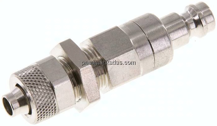 Schott-Kupplungsstecker (NW5) 8x6mm Schlauch, Messing vernickelt