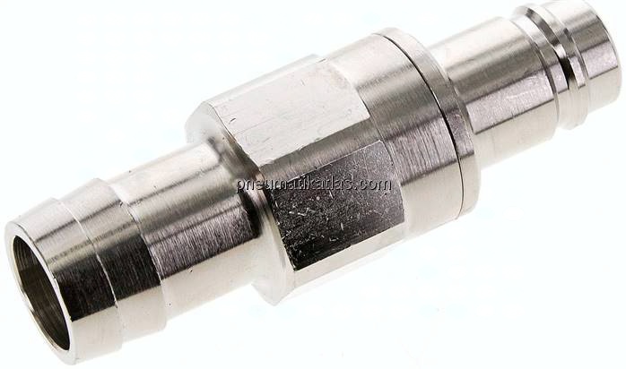 Kupplungsstecker (NW15) 25 (1")mm Schlauch, Messing vernickelt