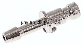 Kupplungsstecker (NW2,7) 3mm Schlauch, Messing vernickelt