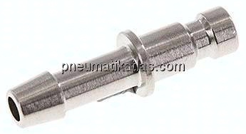 Kupplungsstecker (NW2,7) 4mm Schlauch, Messing vernickelt