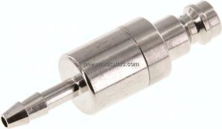 Kupplungsstecker (NW5) 4mm Schlauch, Messing vernickelt