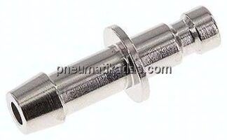 Kupplungsstecker (NW2,7) 5mm Schlauch, Messing vernickelt