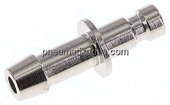 Kupplungsstecker (NW2,7) 5mm Schlauch, Messing vernickelt