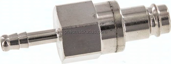 Kupplungsstecker (NW10) 6 (1/4")mm Schlauch, Messing vernickelt