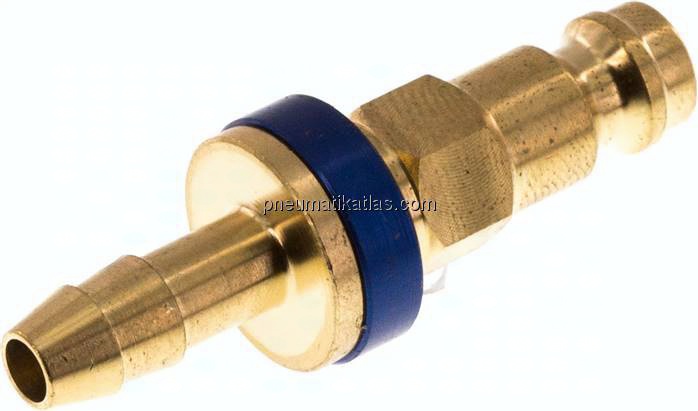 Kupplungsstecker (NW5) 6 (1/4")mm Schlauch, blau, Sechseck SW10