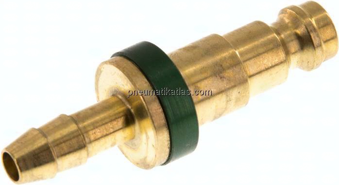 Kupplungsstecker (NW5) 6 (1/4")mm Schlauch, grün, Kreis Ø 10,5 mm