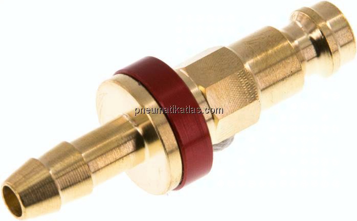 Kupplungsstecker (NW5) 6 (1/4")mm Schlauch, rot, Achteck SW10