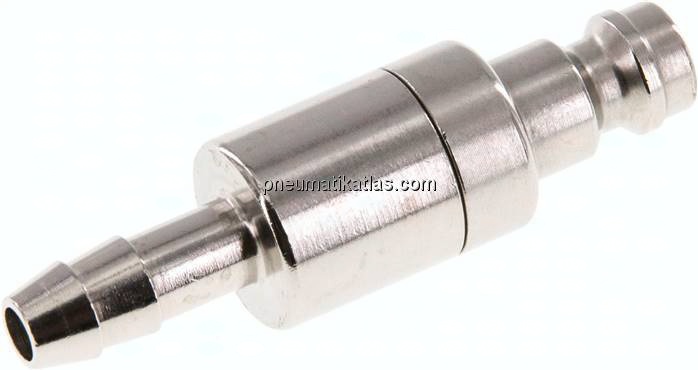 Kupplungsstecker (NW5) 6 (1/4")mm Schlauch, Messing vernickelt