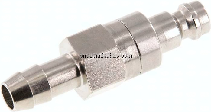 Kupplungsstecker (NW5) 8 (5/16")mm Schlauch, Messing vernickelt