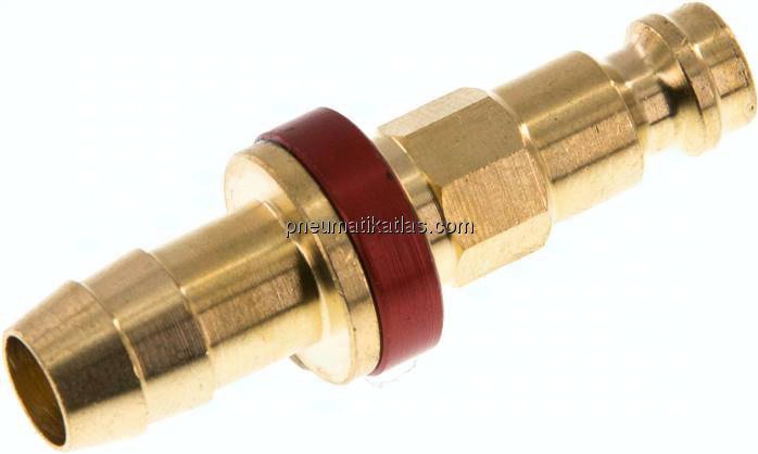 Kupplungsstecker (NW5) 9 (3/8")mm Schlauch, rot, Achteck SW10