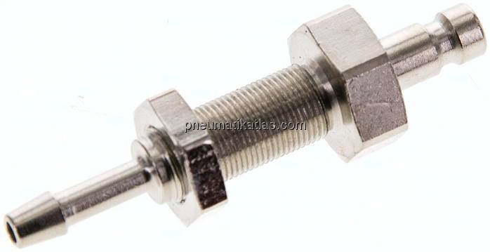 Schott-Kupplungsstecker (NW2,7) 3mm Schlauch, Messing vernickelt
