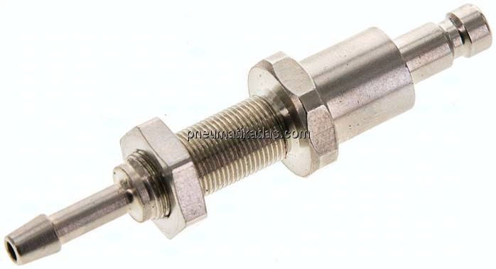 Schott-Kupplungsstecker (NW2,7) 3mm Schlauch, Messing vernickelt
