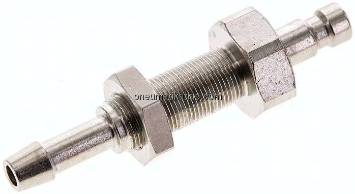 Schott-Kupplungsstecker (NW2,7) 4mm Schlauch, Messing vernickelt