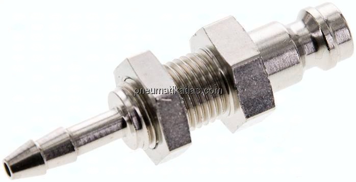 Schott-Kupplungsstecker (NW5) 4mm Schlauch, Messing vernickelt