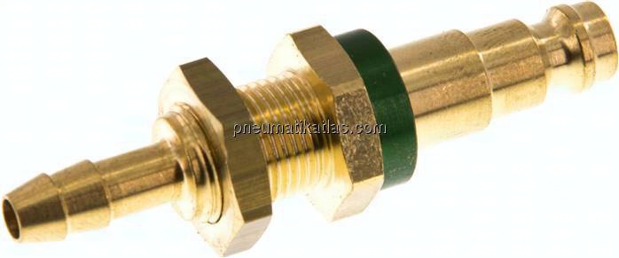 Schott-Kupplungsstecker (NW5) 6 (1/4")mm Schlauch, grün, Kreis Ø 10,5 mm