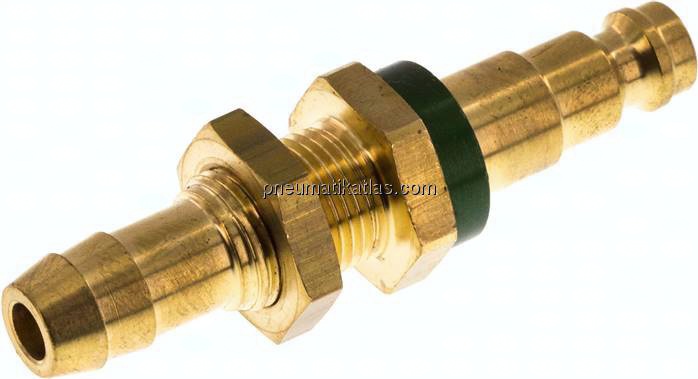 Schott-Kupplungsstecker (NW5) 9 (3/8")mm Schlauch, grün, Kreis Ø 10,5 mm