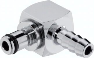 Winkel-Kupplungsstecker (MC) mit Schlauchtülle, Messing verchromt