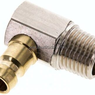 90°-Temperierkupplungsstecker 9mm Zapfen,R 1/4"(AG)