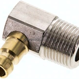 90°-Temperierkupplungsstecker 9mm Zapfen,R 3/8"(AG)